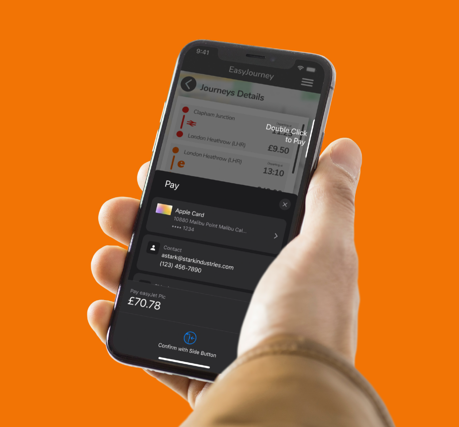 EasyJourney app payment mockup