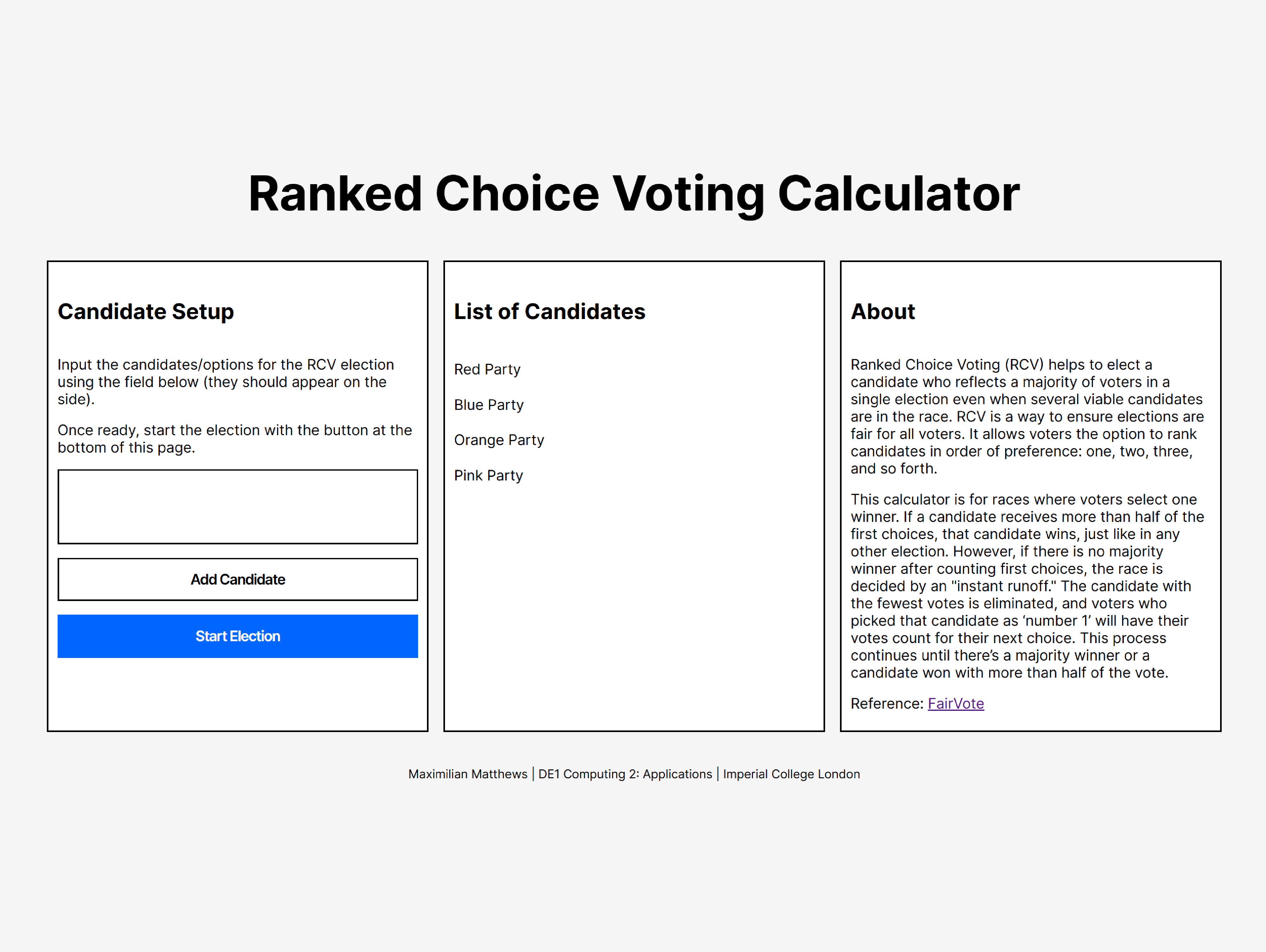 Ranked Voice Voting Calculator
